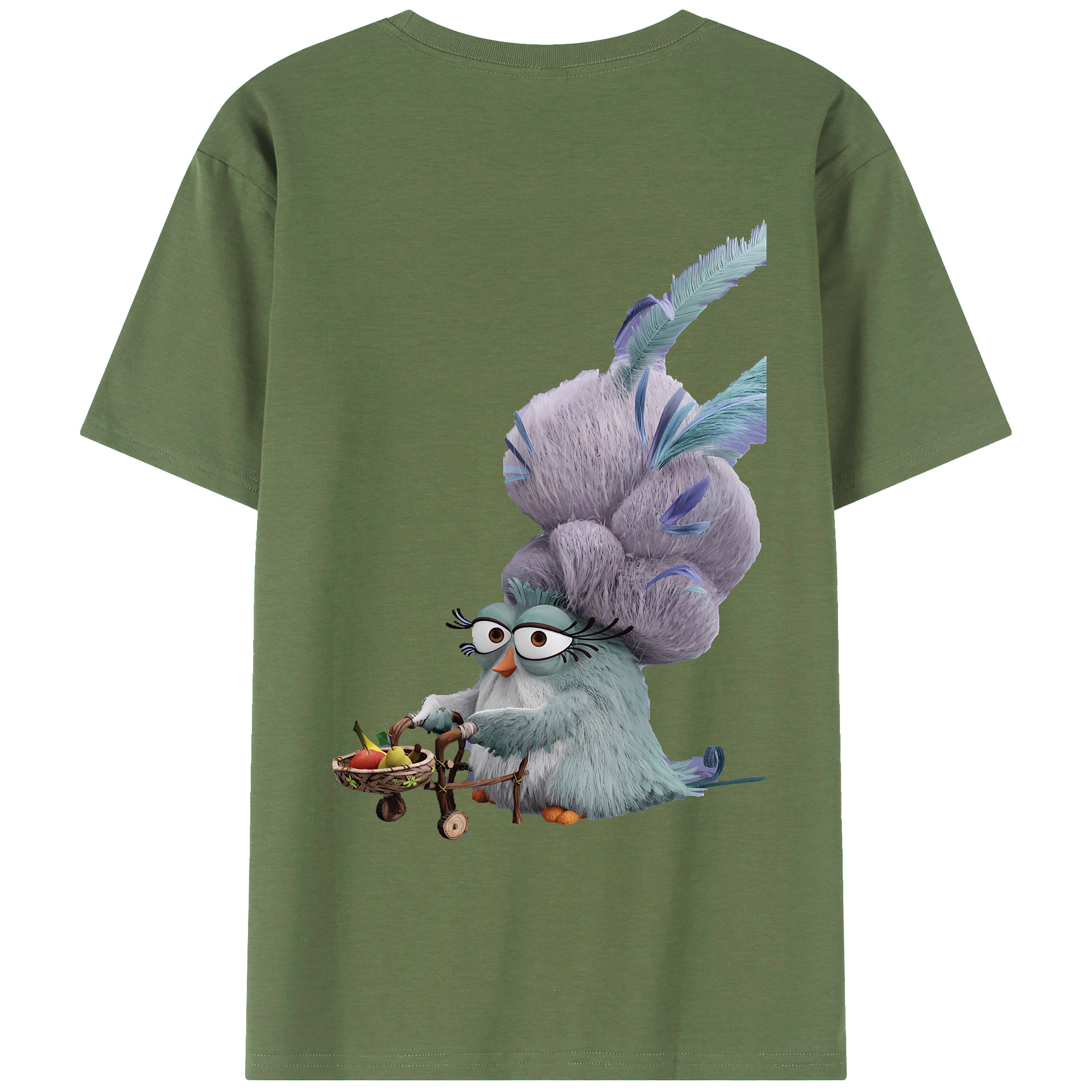 （画像用） Angry Birds アングリーバード 綿100％ メンズ半袖Tシャツ（バックプリント） 通気性